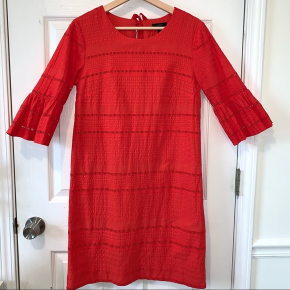 J.Crew Flutter-Sleeve Bright Orange Dress Size 2 - Picture 2 of 10